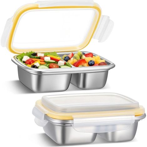 Ensemble 2 Boîtes à Goûter en Acier Inoxydable 304 – Lunch Box Isotherme Sans BPA pour École Bureau et Voyage (1/5)