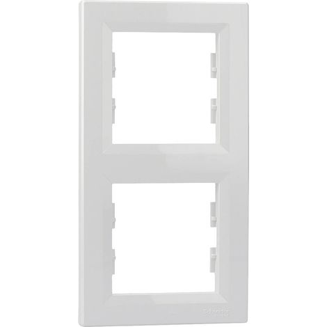 Cadre double Schneider Asfora blanc RAL 9003 – Pour interrupteur et prise – Vertical – EPH5810221D – Sirius (1/4)