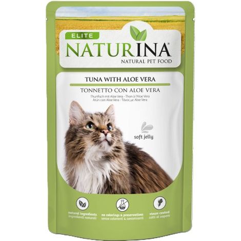 Naturina Elite Katzenfutter in Gelee mit Thunfischfilet 70g Beutel – Thunfischfilet und Aloe Vera 70g