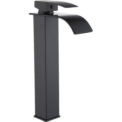 Wasserfall-Wasserhahn, Waschbecken-Wasserhahn aus Messing, hoher Einhebel-Mischbatterie, Warm- und Kaltmischbatterie mit 2 Schläuchen, von DEBUNS (1/5)
