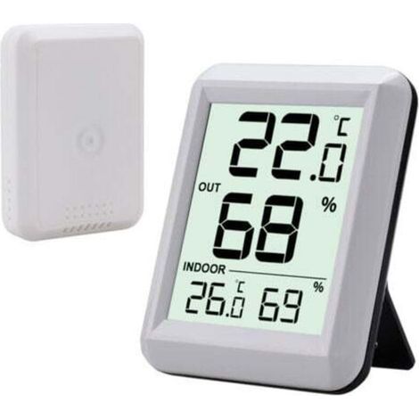Thermomètre intérieur/extérieur sans fil avec écran LCD grand format, hygromètre numérique, commutation ℃/℉ – pour maison, bureau et chambre (1/5)