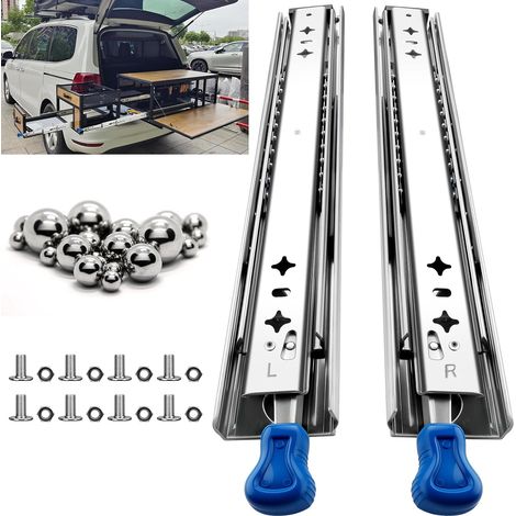 Glissières de tiroir verrouillables robustes de 40 cm – Glissières de tiroir à extension complète avec verrouillage, capacité de charge de 113,4 kg, montage latéral – Rail de verrouillage industriel (1/5)
