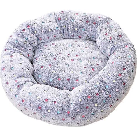 Panier Chien Peluche Coussin Chien Rond Lit pour Chat, avec Motif Coussin Chat Lavable Peluche Animale Compagnie Lit Donut Coussin Convient pour Automne Hiver (50 cm,Couleurs claires) (1/4)