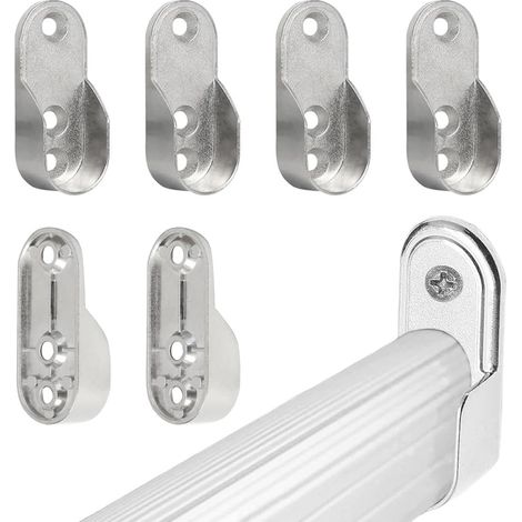 6 Pièces Support Tringle, Alliage De Zinc, Nickelé, Pour Armoire, Dressing