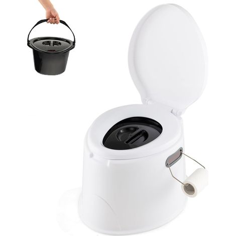 COSTWAY Toilette Portatile WC Chimico, WC da Viaggio Portatile, Leggera con Secchio Interno Rimovibile, Supporto Carico 200kg (1/5)