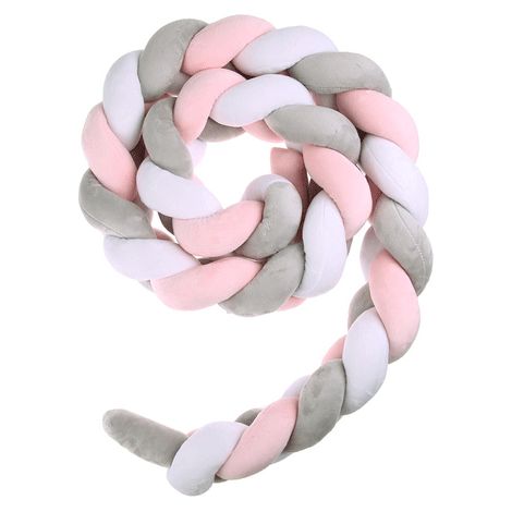3Brins Tour de Lit Tresse, Coussin Tressé, Serpent Tressé De Lit, Oreiller À Nœud Doux Noué, pour Canapés Et Lits,1.5M--poudre de frêne blanc