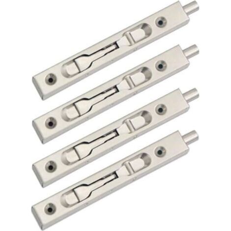 Lot de 4 fermetures à languette cachée avec mécanisme de sécurité à levier, languette télescopique en acier inoxydable (15 cm), idéal pour portes intérieures et extérieures – 2 paires (1/4)