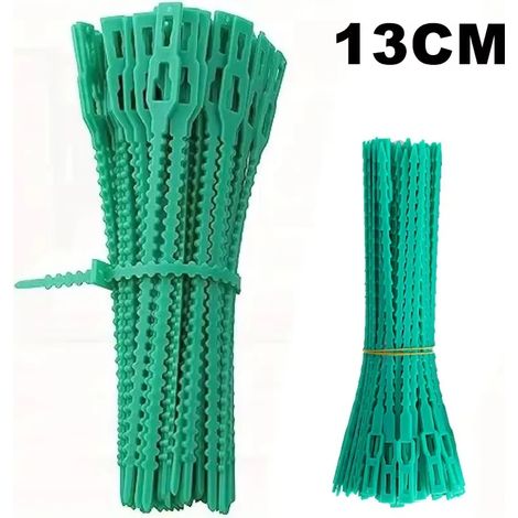 (13 cm, 50 pièces) Attaches de câble réutilisables et réglables en plastique pour plantes grimpantes, arbres et arbustes de jardin, avec fermeture éclair en nylon. (1/4)