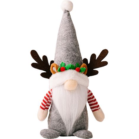 Chapeau Renne Bois Noel, Bonnet Etoile 5 Pointes, Décoration Sapin, Peluche Rudolph Cornes Gris (1/2)