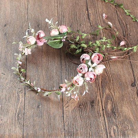 Couronne de fleurs pour femme, bandeau, halo de roses, guirlande de cheveux de mariée (1/4)