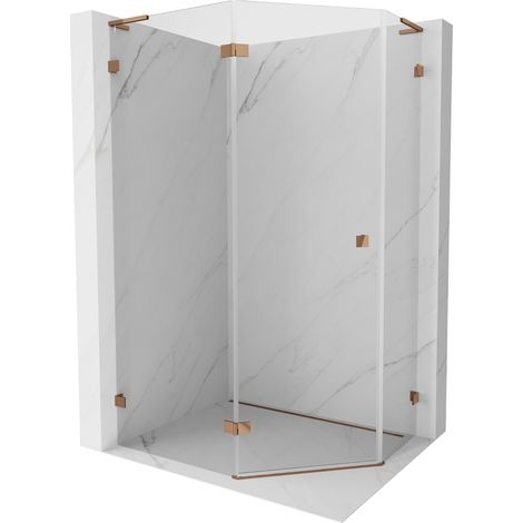 Mexen Lunar L cabina doccia pentagonale a battente sinistra 90 x 80 cm, trasparente, oro rosa - 831L-090L-080P-60-00-L (1/5)