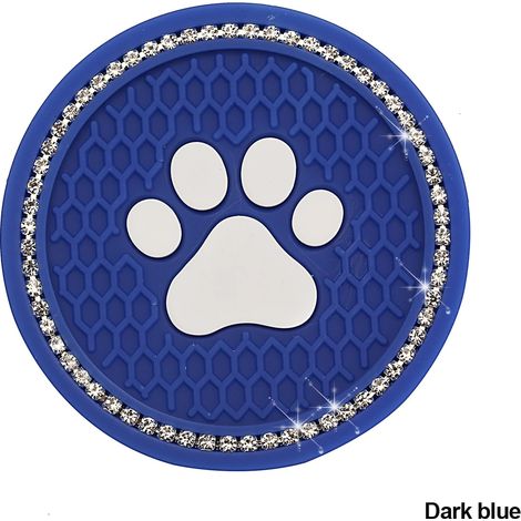 Porte-gobelet en silicone en forme de diamant avec motif empreinte de patte de chien en strass, scintillant, pour accessoires intérieurs de voiture 00777