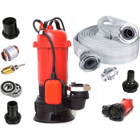 Pompe à eau submersible pour fosse septique – Broyeur 3 pales – Hauteur de levage 10 m – Débit 18000 l/h – Flotteur et tuyau 30 m inclus