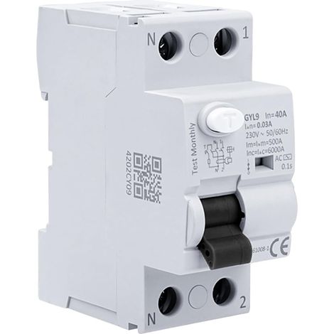 Disjoncteur différentiel 40A 30ma Interrupteur différentiel 2P type AC Disjoncteurs électriques AC 220V, Schützt persönliche Sicherheit und verhindert Geräteausfälle aufgrund von Kriechstrom. (1/5)