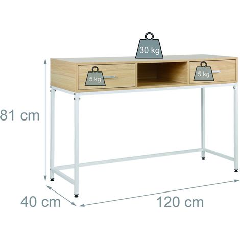 Console scandinava multifunzionale con due cassetti 80 x 120 x 40 cm in MDF bianco naturale 130017948