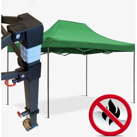 Gazebo 3x4,5m verde certificato IGNIFUGO SENZA laterali pieghevole portatile estendibile richiudibile estensibile acciaio per fiere eventi stand chiosco tenda tendone mercato mercatino (1/5)