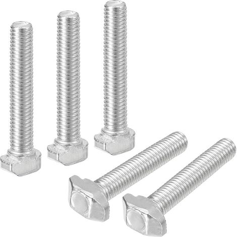 Boulons En T Acier Carbone Nickelé M5 x 30mm Argent 20Pcs (1/5)
