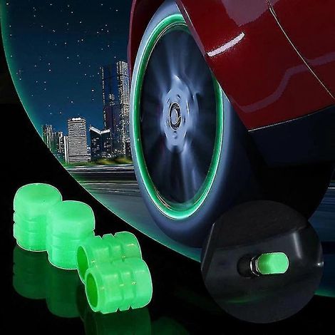 Lot de 4 bouchons de valve lumineux universels pour pneus de voiture, accessoires décoratifs anti-poussière (1/5)