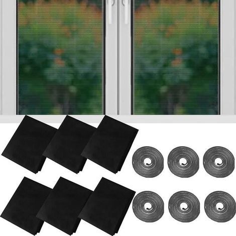 6-teiliges Fenster-Moskitonetz, Moskitonetz, Fenstergitter, 130 cm x 150 cm, mit 6 selbstklebenden Streifen (1/4)