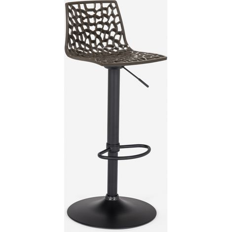 Sgabello design cucina bar base nero opaco regolabile Grand Soleil Spider Matt - Marrone