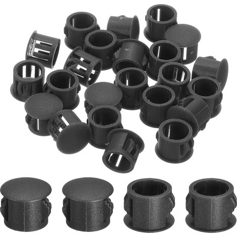 28Pcs Bouchon de Trou en Nylon, 10.5-11mm Diamètre de Trou Bouchon d'étanchéité Rond Souple et Flexible de Verrouillage Bouchons en Caoutchouc pour Bouteille, Tuyaux, Cuisine, Noir (1/5)