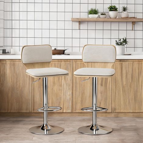 Tabouret de bar beige en lino métal 47,5 x 41 x 102 cm (1/5)