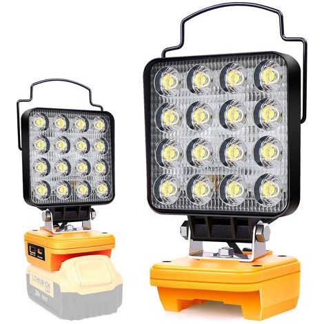 Akkubetriebene Lampe, kompatibel mit der kabellosen LED-Arbeitsleuchte DeWalt 20V 48W, Akku für helle LED-Scheinwerferlampe, kabelloser Scheinwerfer mit Typ-C- und USB-Ladeanschluss (Akku nicht im Lie (1/5)
