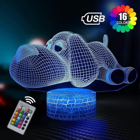 Veilleuse 3D avec télécommande, illusion d'optique pour enfants, 16 couleurs différentes, cadeau idéal pour les fêtes (1/3)