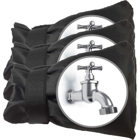 3pcs Black Outdoor Faucet Covers, Winter Antifreeze Waterproof Outdoor Garden Faucet Protection Covers, Large Size (1/4)