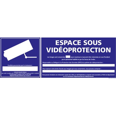 PANNEAU ESPACE SOUS VIDEO PROTECTION (G1177) - Plastique PVC 1,5 mm - 210 x 75 mm
