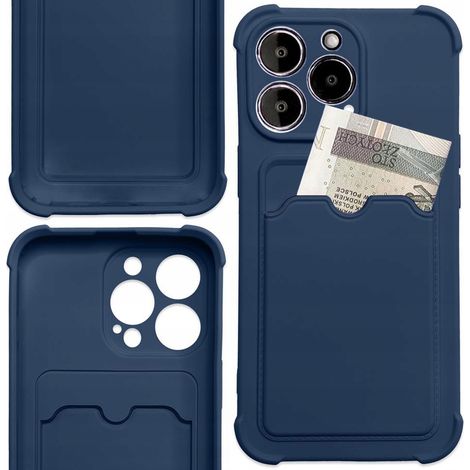 Custodia protettiva Card Armor per Samsung Galaxy A22 4G, portafoglio in silicone con airbag, colore blu navy. (1/5)