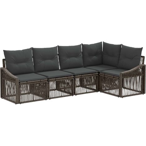 Ensemble de canapé de jardin 5 pcs Gris polyrotin vidaXL