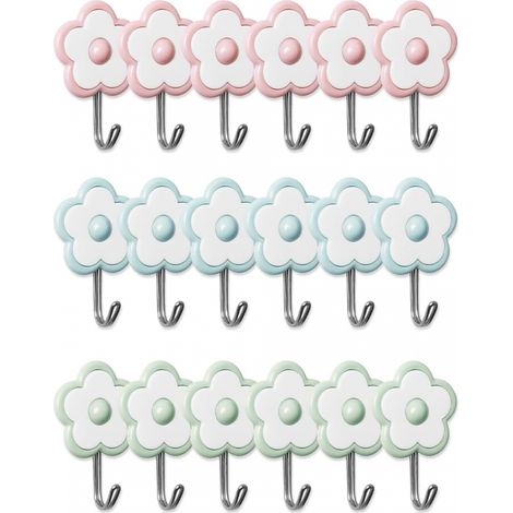 Crochets peignoir 15 pièces, pour suspendre porte, plafond, salle de bain, mur, porte-serviettes, cuisine, auto-adhésifs (1/5)
