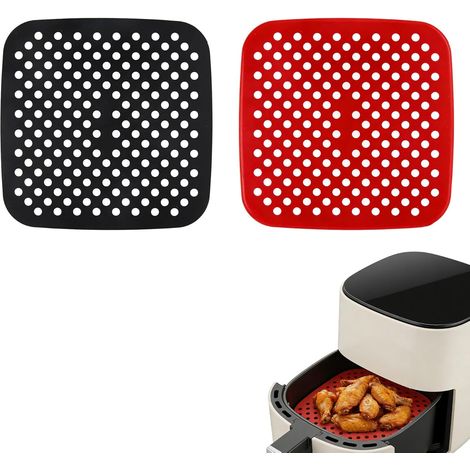 Tampon de Friteuse en Silicone Réutilisable 7,5 Pouces Ensemble de 2 - Antiadhésifs, Écologiques, Faciles à Nettoyer - Rouge et Noir (1/5)