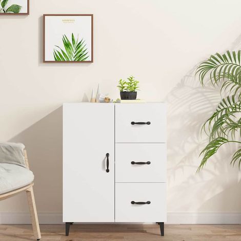 Buffet - Armoire de rangement Enfilade Blanc 69,5x34x90 cm Bois d'ingénierie BV295296 - BonneVie (1/5)