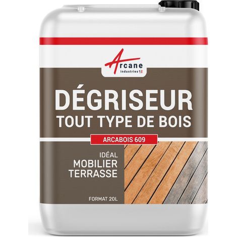 Arcane Industries – Dégrisant bois pour teck et bois exotique – 20 L – Élimine salissures et fibres – Non toxique et sans acide oxalique