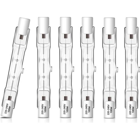 Pack of 6 R7S Halogen Bulbs 78mm 100W 230V Dimmable, R7s Halogen Tube Warm White 2700K, 1500LM, J78 Halogen Pencil for Spotlight, Landscape Lighting, Work Lamp [Energy Class G] (1/5)