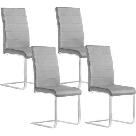 WOLTU Set di 4 Sedie per Sala da Pranzo. Sedie da Cucina Moderne con Schienale Alto. Sedie Cantilever Imbottite Ergonomiche per Soggiorno. Ufficio. in Velluto. Grigio Scuro (1/5)