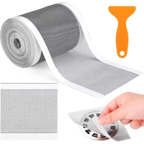 70mm x 10m Attrape Cheveux Douche Autocollant en Maille,Filtre à Cheveux,Cheveux Douche Anti Obstruction,Jetables de Maille de Filtre Evier,avec spatule en Plastique,pour Balcon,Cuisine,Salle (1/5)