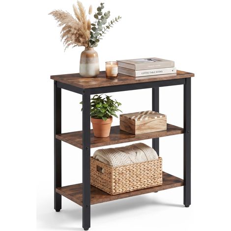 Relaxdays Tavolino, 2 ripiani, design industriale, HxLxP: 61x60x30 cm, soggiorno, marrone/nero (1/5)