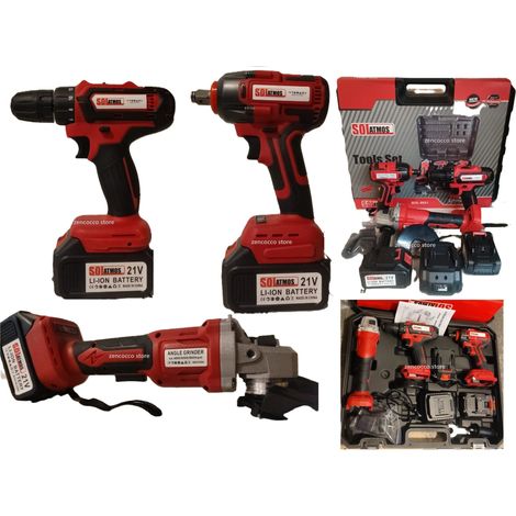 kit 3in1 FLEX Smerigliatrice 125MM Trapano Avvitatore e Impulsi 2 Batterie 4.0Ah