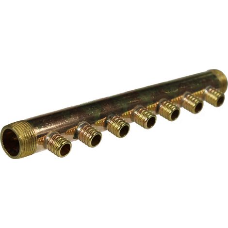 Collecteur 3/4" (20/27) Mâle-Mâle 7 piquages à Glissement pour tube PER diamètre 16 compris 7 bagues de 16 (1/4)