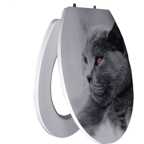 Primaster WC-Sitz mit Absenkautomatik Katze 3D weiß WC-Sitz (1/3)