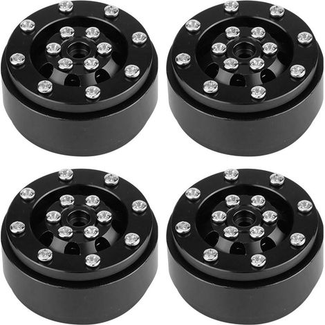 4pcs Jante de blocage en alliage d'aluminium pour camion militaire RC WPL 1/16, noir, accessoire robuste (1/5)