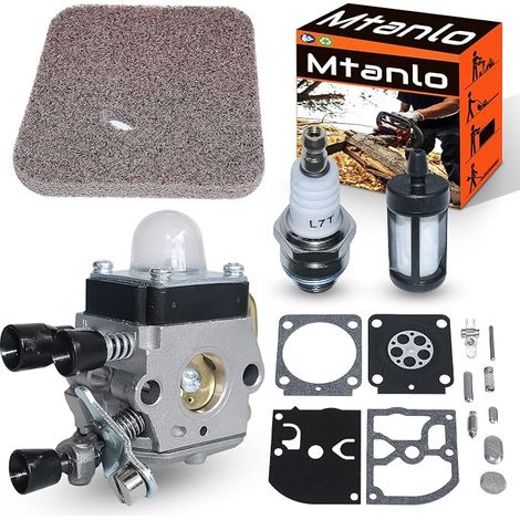 Carburateur pour Stihl HS45 FS55 FS38 HS45 Tondeuse avec pour ZAMARB-99 Kit de Réparation de Carburateur Filtre à Air L7T/BPMR7A Bougie d'Allumage MS180 Filtre à Carburant (1/5)