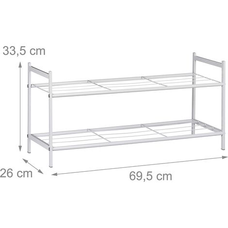 Meuble à chaussures étagère avec 2 étages en méta 6 paires blanc