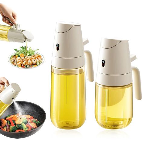 Vaporisateur D'huile 2 En 1, Flacons De 500 Ml Et 300 Ml Avec Bouchons Anti-Fuite, Idéal Pour Vaporiser Les Huiles De Cuisson, Compatible Lave-Vaisselle Et Sans Goût. (1/5)