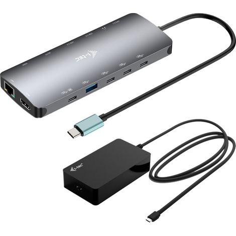 i-tec Metal USB-C Nano 3x Display Dock, 2x HDMI 1x USB-C video with Power Delivery 140W + Universal Charger 140 W (1/4)