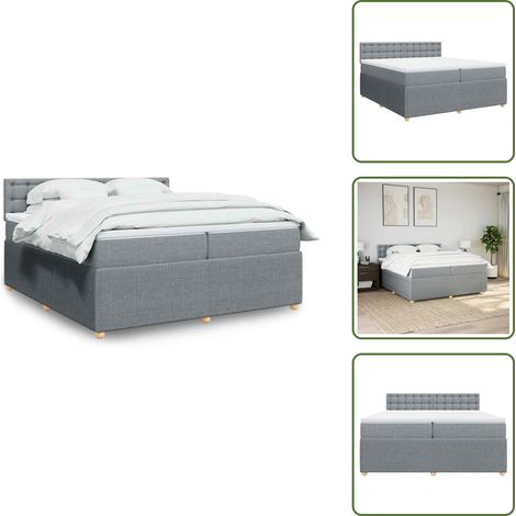 Sommier à lattes de lit avec matelas Gris clair 200x200cm Tissu - Sommier À Lattes De Lit - Sommiers À Lattes De Lit - Lit - Meuble De Chambre À Coucher (1/5)