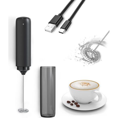 Mousseur à Lait Électrique, Rechargeable Mousseur a Lait, Portable Mini Mixeur pour Café/Café au Lait/Cappuccino(Rechargeable) (1/5)
